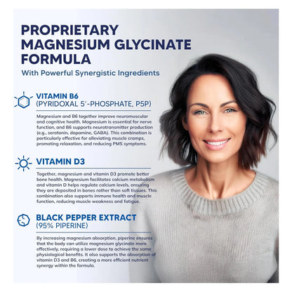 Glicinato De Magnesio 1000 Mg Con Vitamina D3 Y B6 Para Dormir Mejor Y Relajar Musculos 120 Capsulas