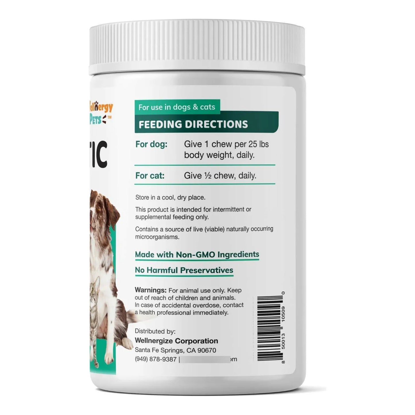 Wellnergy Probióticos Masticables Para Perros Y Gatos Apoyo Digestivo E Inmunológico