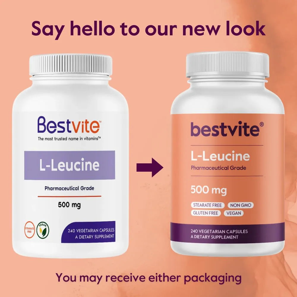 L Leucina 500 Mg 480 Capsulas Veganas Sin Aditivos Para Masa Muscular
