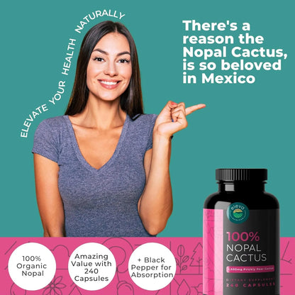 Capsulas De Nopal 1500 Mg Polvo Organico De Tuna Seca Con Pimienta Negra Para Mejor Absorcion
