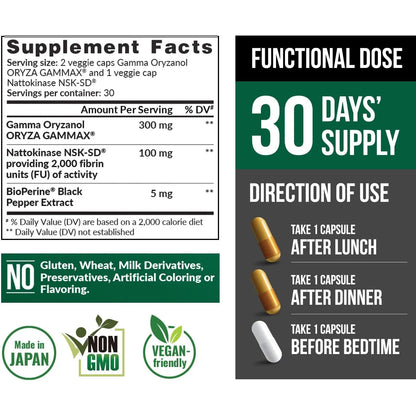 Nattoquinasa Y Gamma Oryzanol Suplemento Para Corazón Y Circulación LABO Nutrition