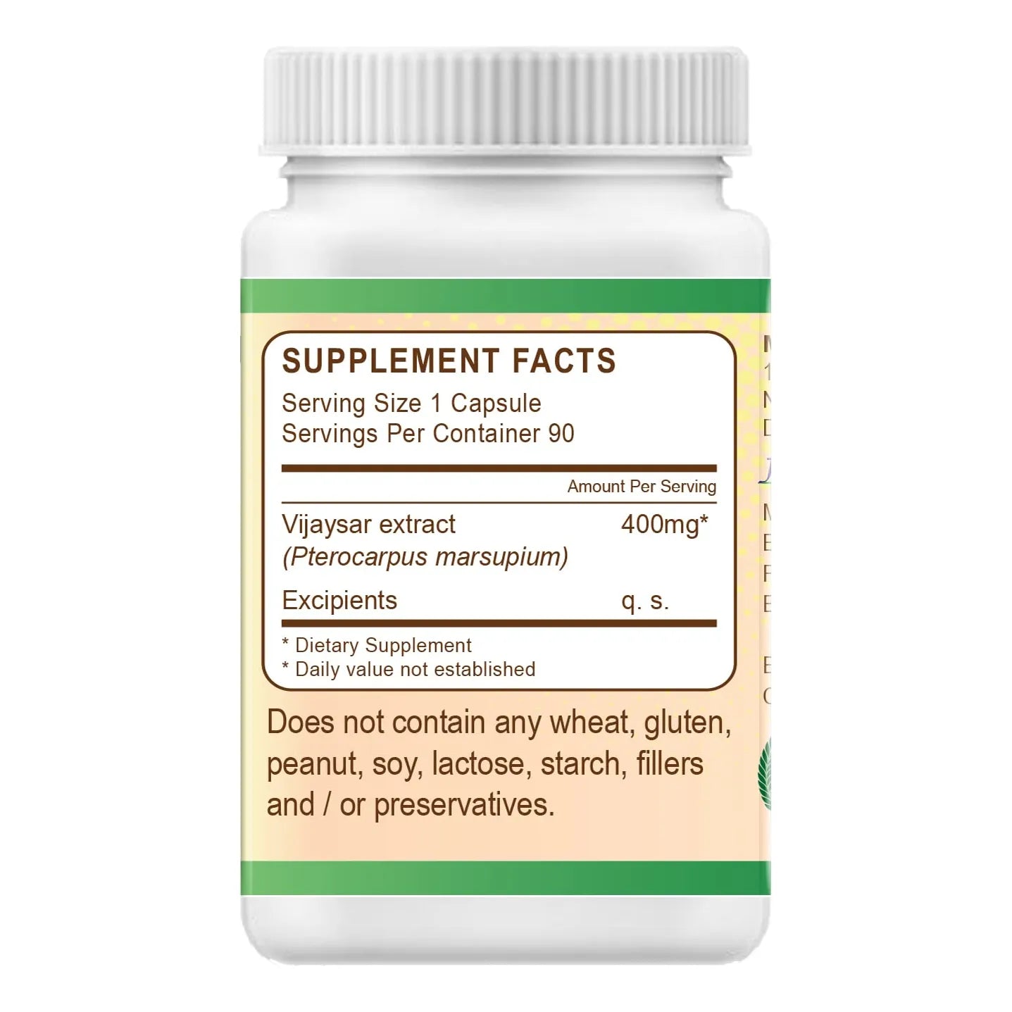 Cápsulas De Vijaysar 90 Unidades 400 Mg Extracto Puro Natural Vegano