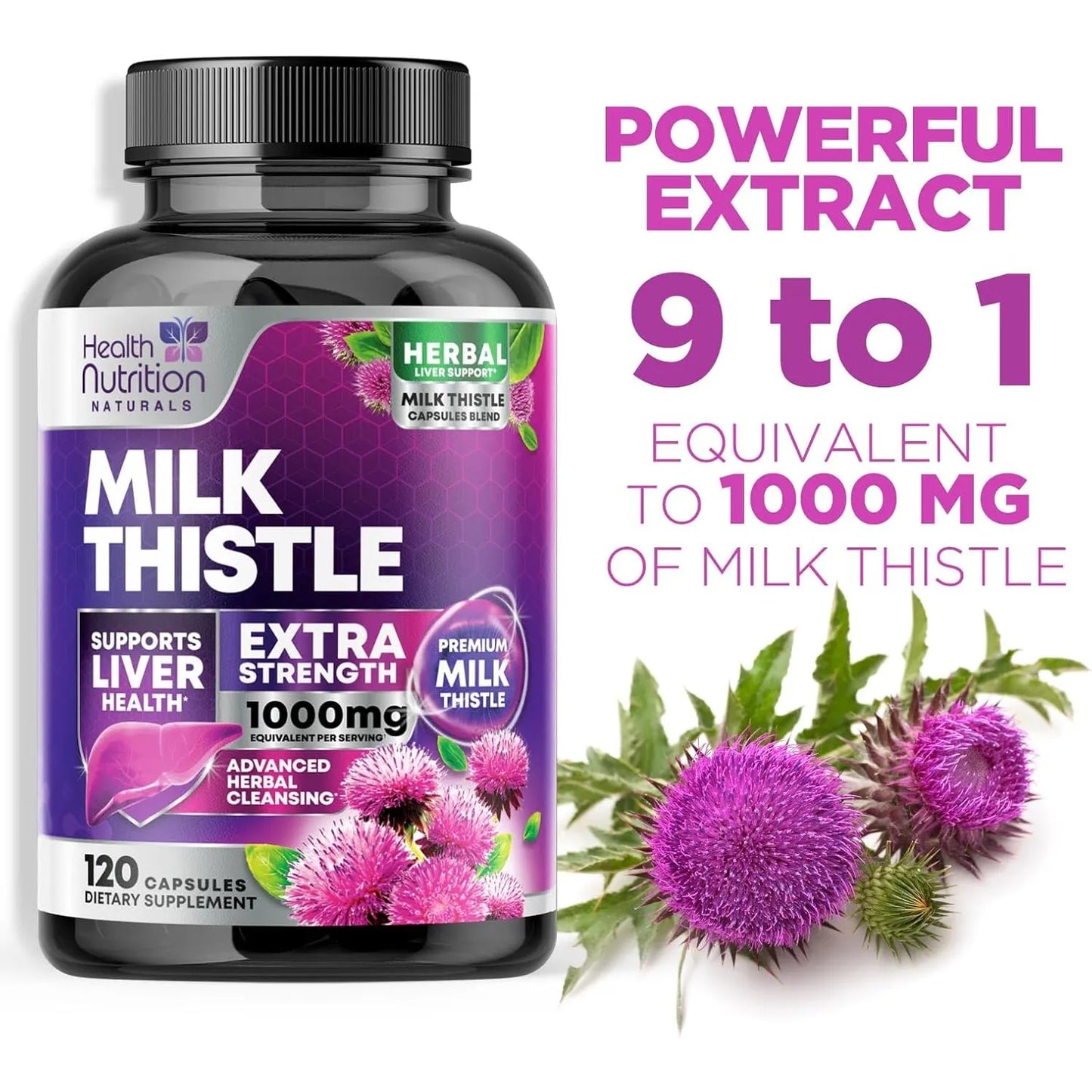 Extracto De Cardo Mariano Y Diente De León 1000 Mg Suplemento Hepático Natural