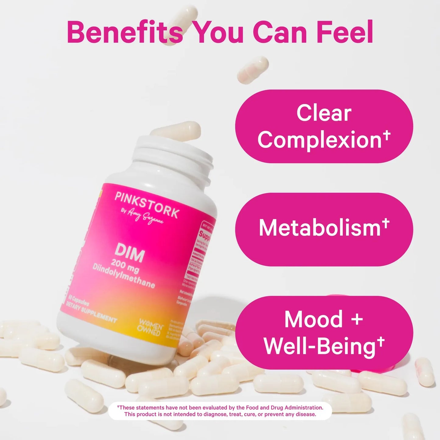 Suplemento DIM 200 Mg Plus BioPerine Equilibrio Hormonal Natural Para Mujeres