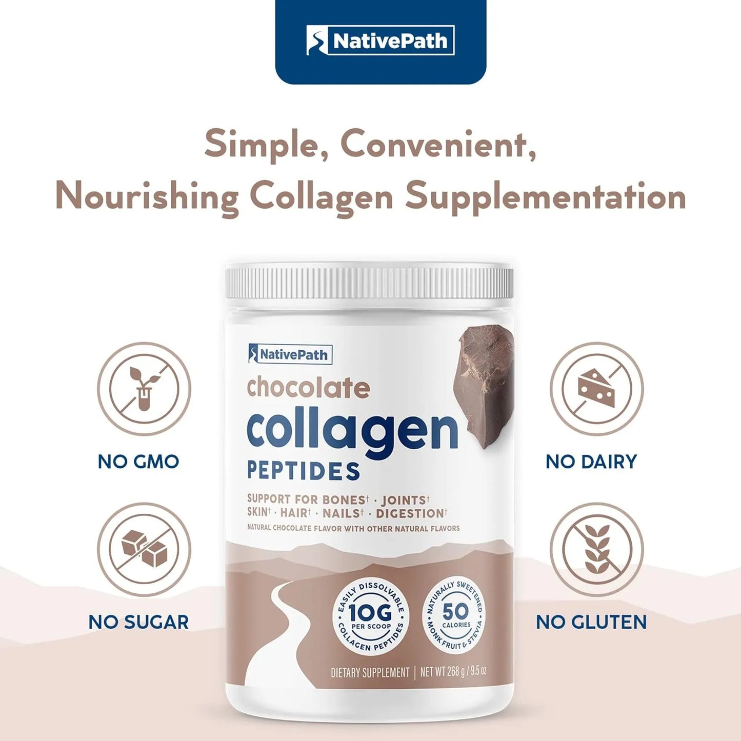 Péptidos De Colágeno Hidrolizado Tipo 1 Y 3 Sabor Chocolate NativePath