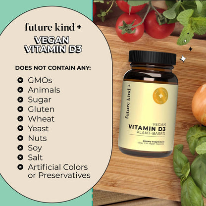 Vitamina D3 2500 UI Vegana De Líquenes Apoyo Inmunológico Y Óseo 30 Cápsulas