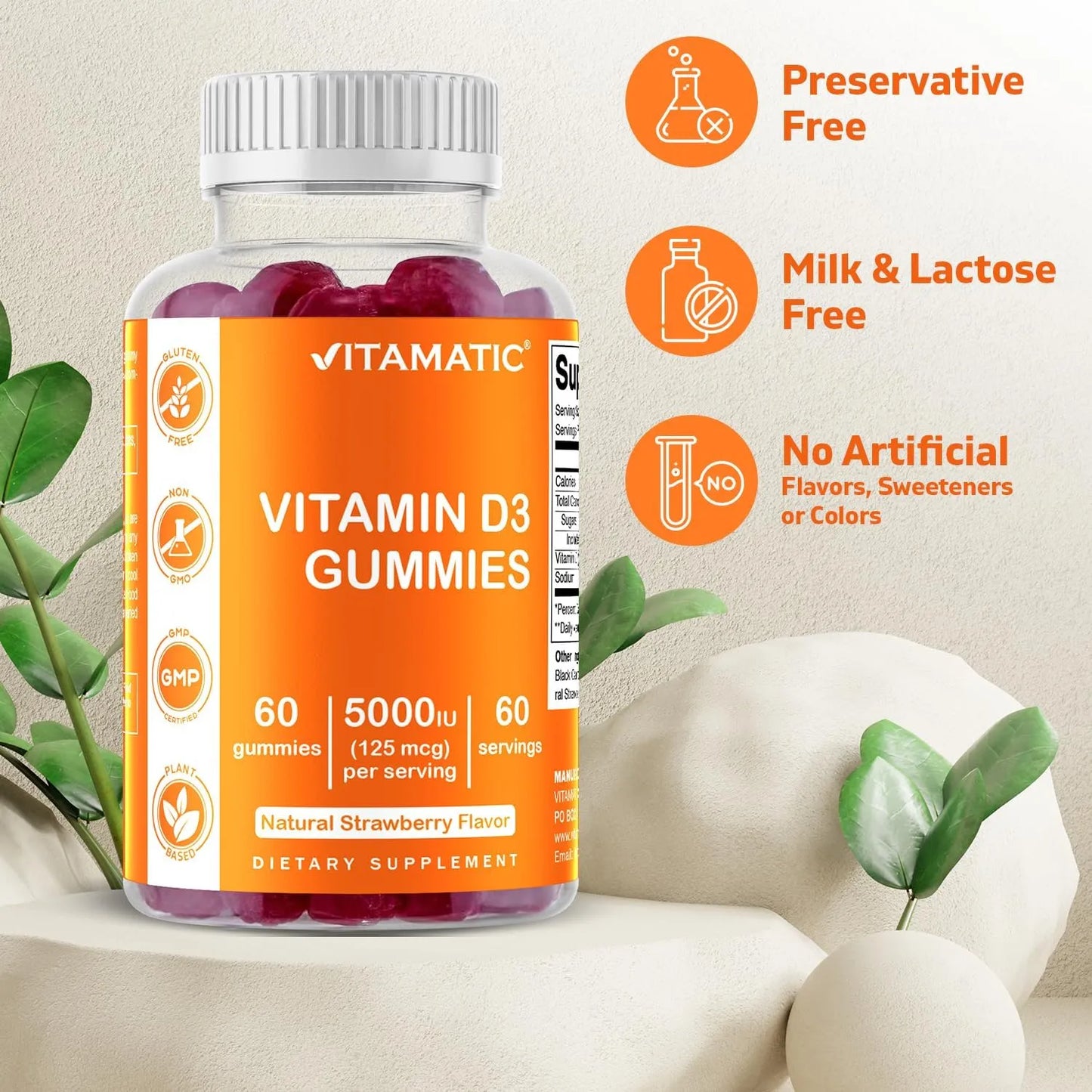 Gomitas Vitamina D3 5000 Ui Sabor Fresa Vitamatic Paquete X 2 120 Unidades