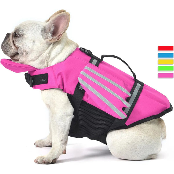 Chaleco Salvavidas Para Perros Ajustable Con Flotador De Barbilla Y Diseño De Alas Rosa XS