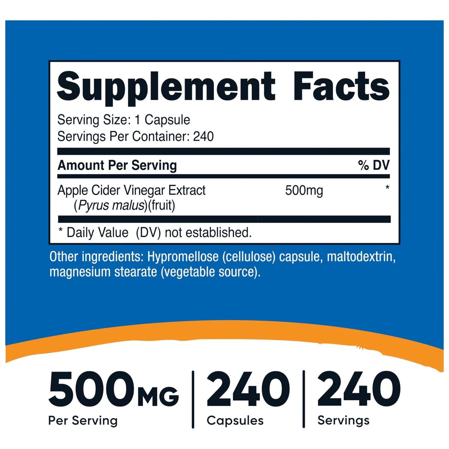Vinagre De Manzana En Capsulas 240 Unidades 500 Mg Con La Madre