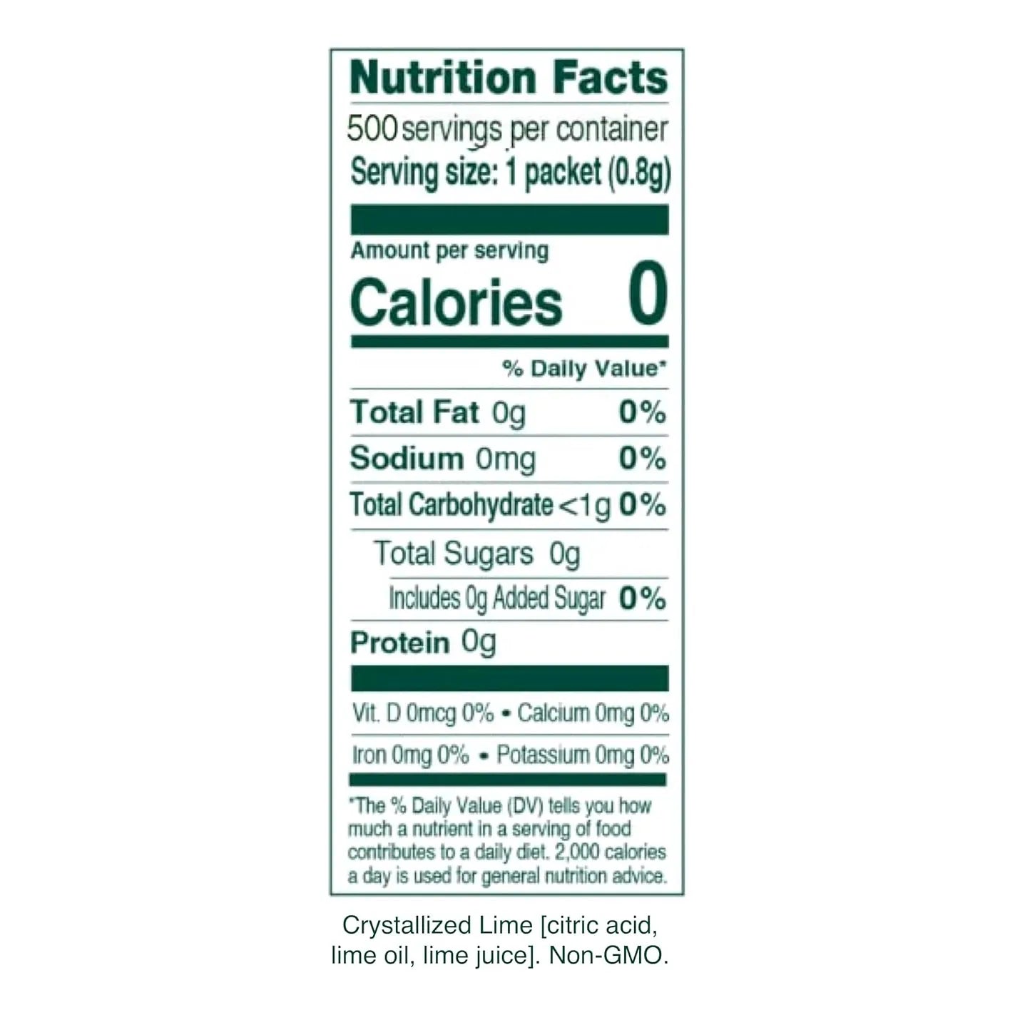 True Lime Potenciador De Agua 500 Sobres Sabor Lima Natural Sin Azúcar