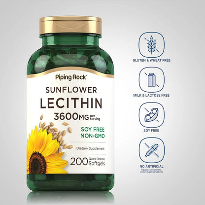 Capsulas Blandas Lecitina De Girasol 200 Unidades Fosfatidilcolina Sin Gluten