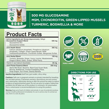 Suplemento En Polvo Apoyo Cadera Articulaciones Perros Glucosamina Curcuma Vital Planet