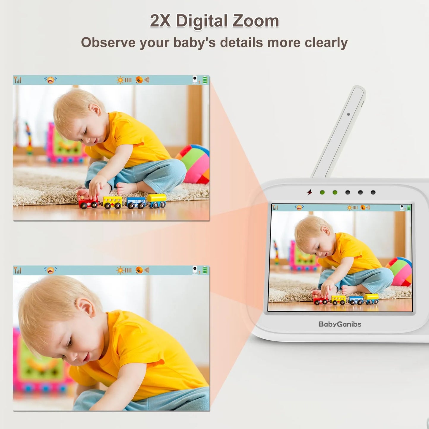 Monitor De Bebé Portátil Con Cámara Audio Pantalla Ips 3.2 Pulgadas Visión Nocturna