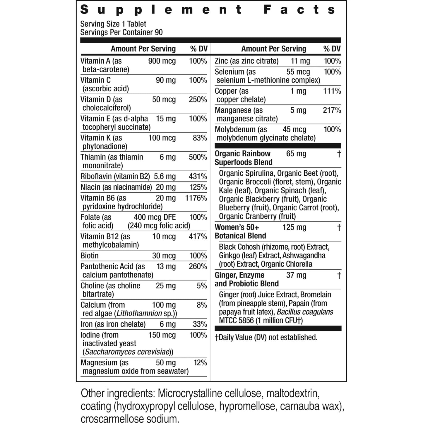 Multivitaminico Rainbow Light One 50 Mujeres 50 Plus Con Probioticos Vitamina C D Zinc