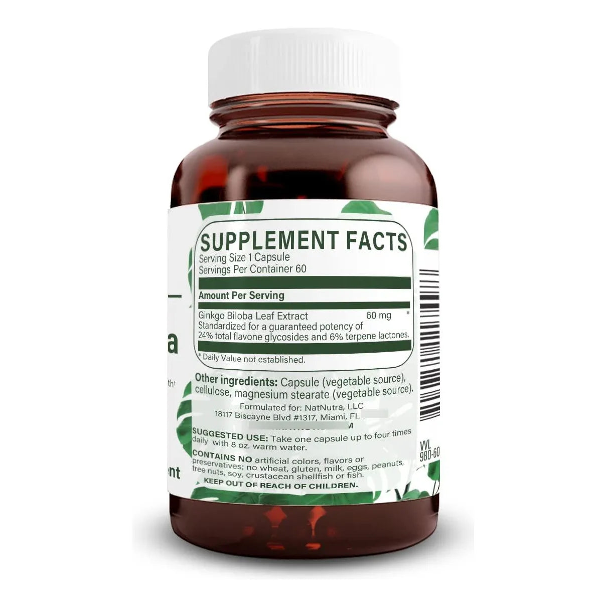 Ginkgo Biloba 60 Cápsulas Mejora Memoria Concentración Y Función Cerebral Vegano Sin Gluten