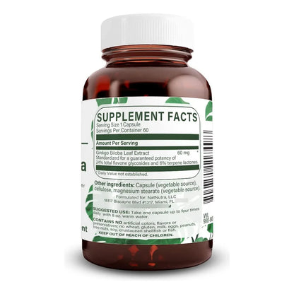 Ginkgo Biloba 60 Cápsulas Mejora Memoria Concentración Y Función Cerebral Vegano Sin Gluten