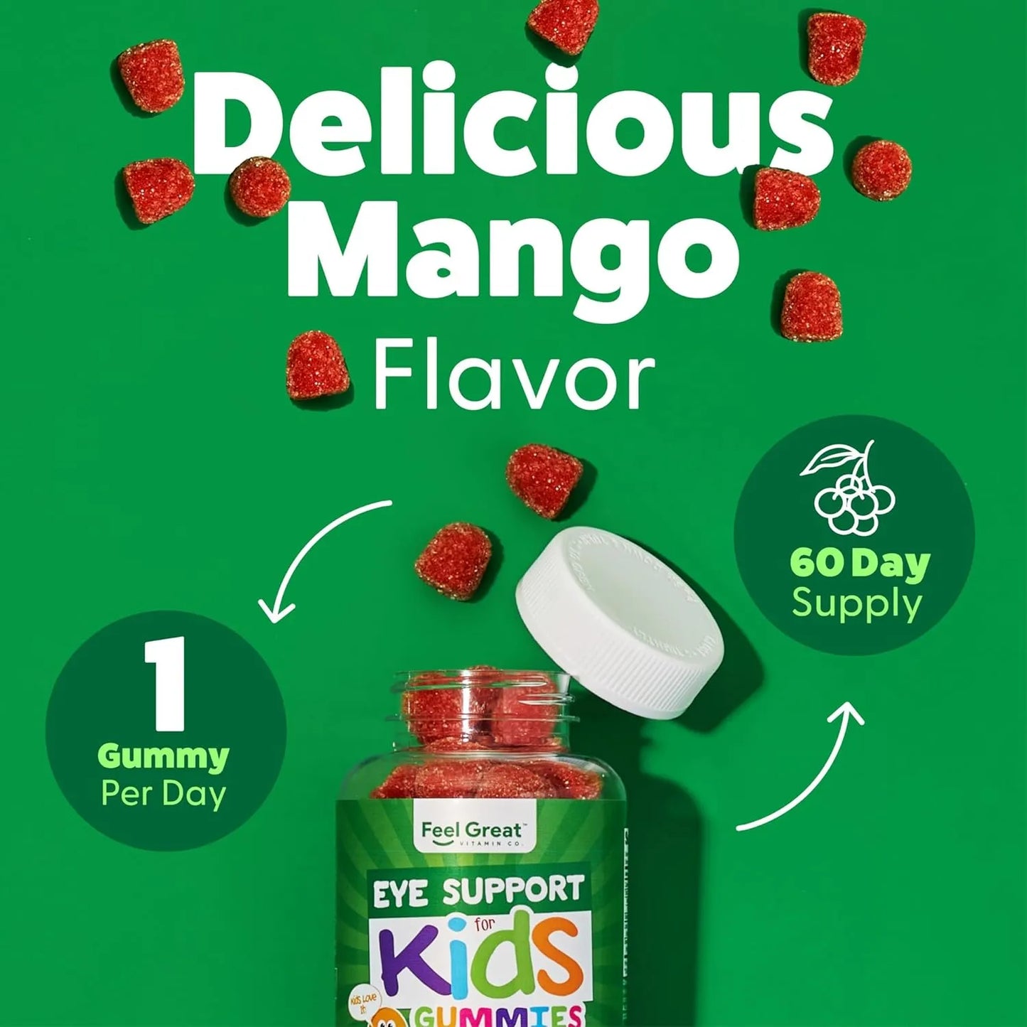 Vitaminas Gomosas Para Ojos Con Luteina Y Zeaxantina Sabor Mango Para Niños 60 Gomitas