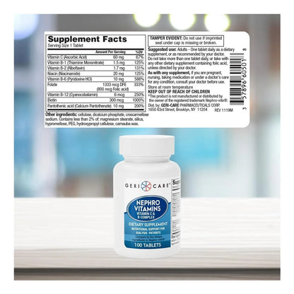 Vitamina C Y Complejo B Tabletas GeriCare Nephro 100 Unidades Salud Renal Y Energía