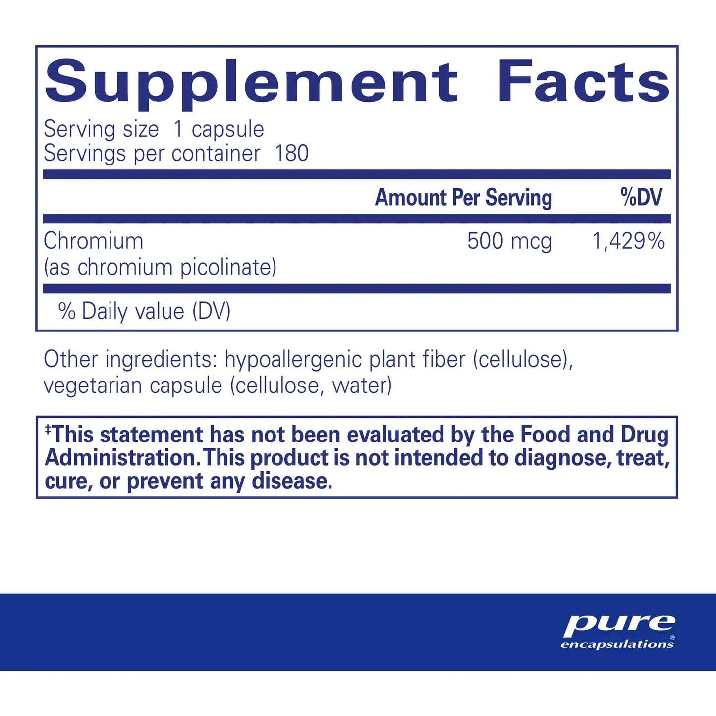 Cromo Picolinato 500 Mcg 180 Capsulas Metabolismo Lípidos Carbohidratos