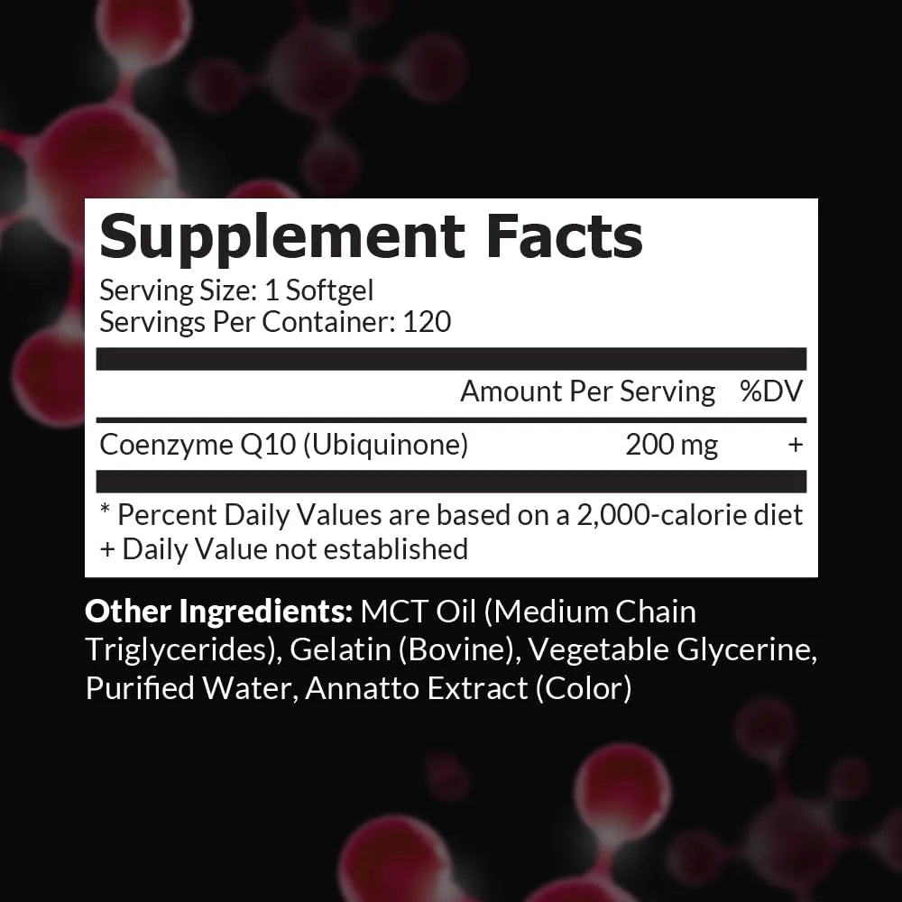 Coenzima Q10 200mg Cápsulas Blandas Con Aceite MCT Para Máxima Absorción 120 Cápsulas