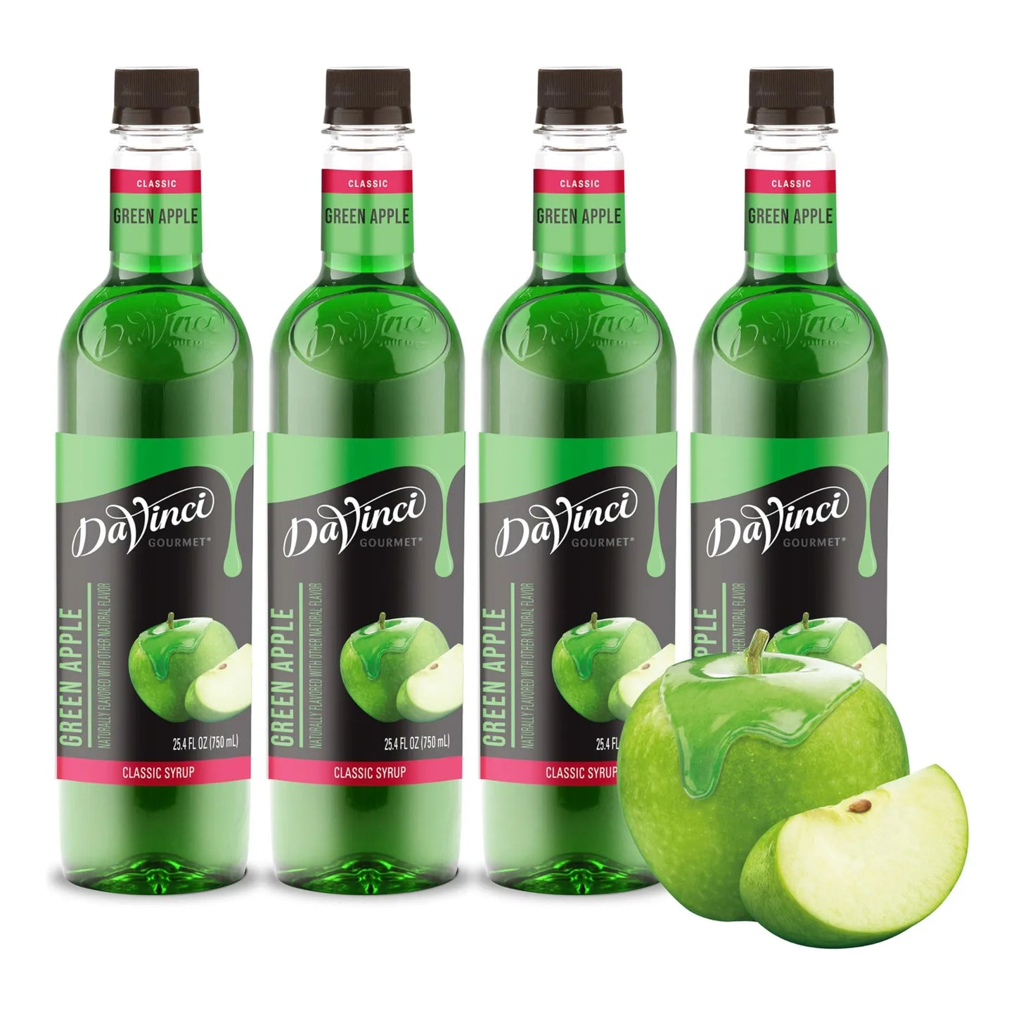 Sirope De Manzana Verde 750 Ml Paquete De 4 Frascos Sabores Naturales
