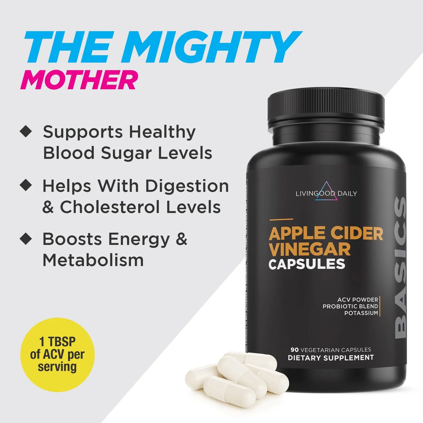 Cápsulas De Vinagre De Sidra De Manzana 1500 Mg Con Probióticos Y Potasio Para Digestión Y Energía