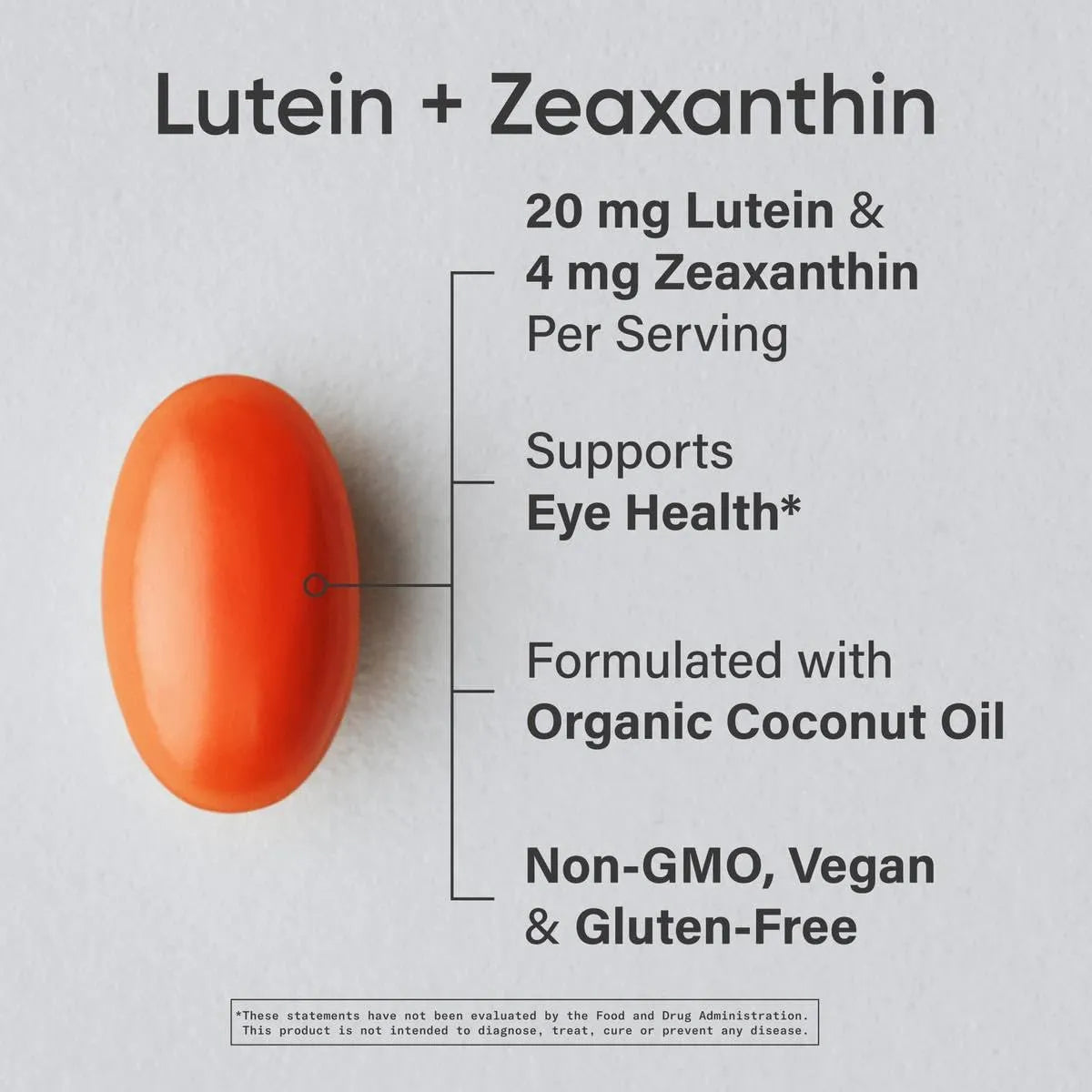 Luteína Vegana Y Zeaxantina Con Aceite De Coco Orgánico 30 Cápsulas Blandas