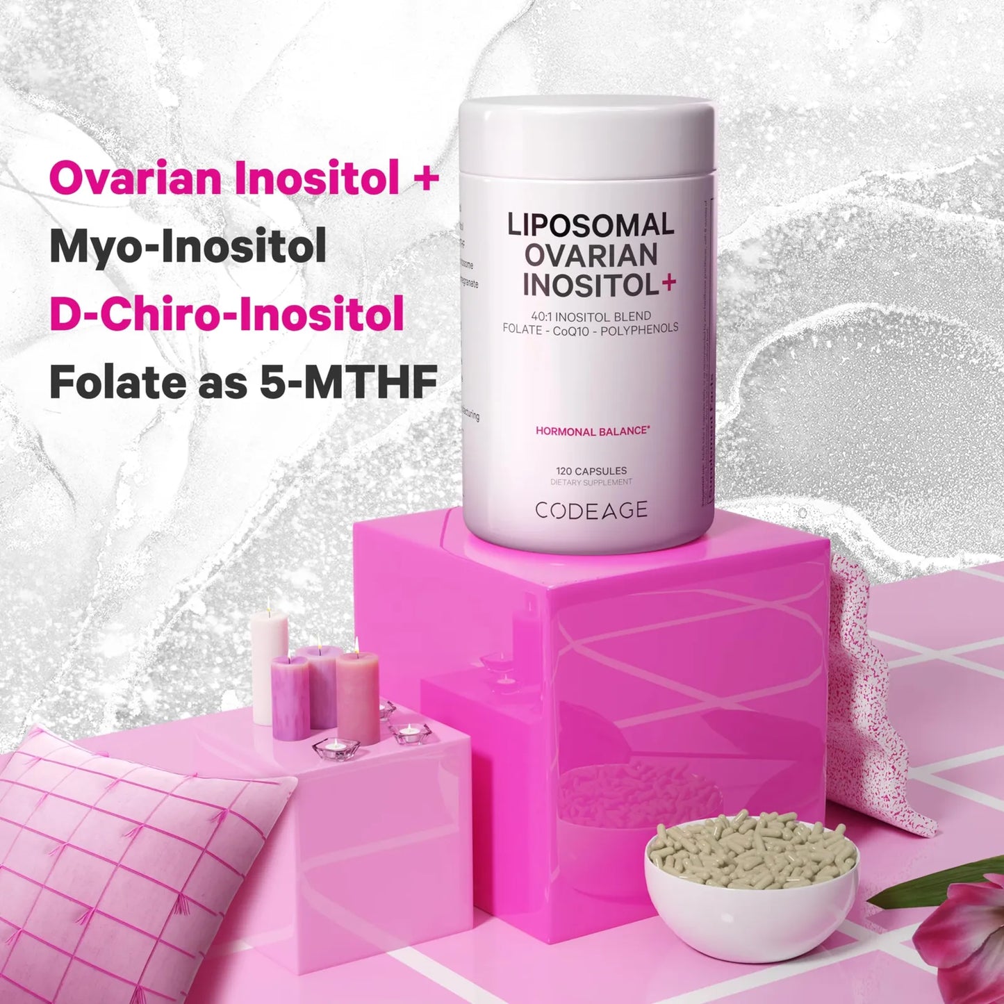Suplemento Liposomal De Inositol 40 1 Con Folato Y Coq10 Para Salud Ovárica 120 Caps