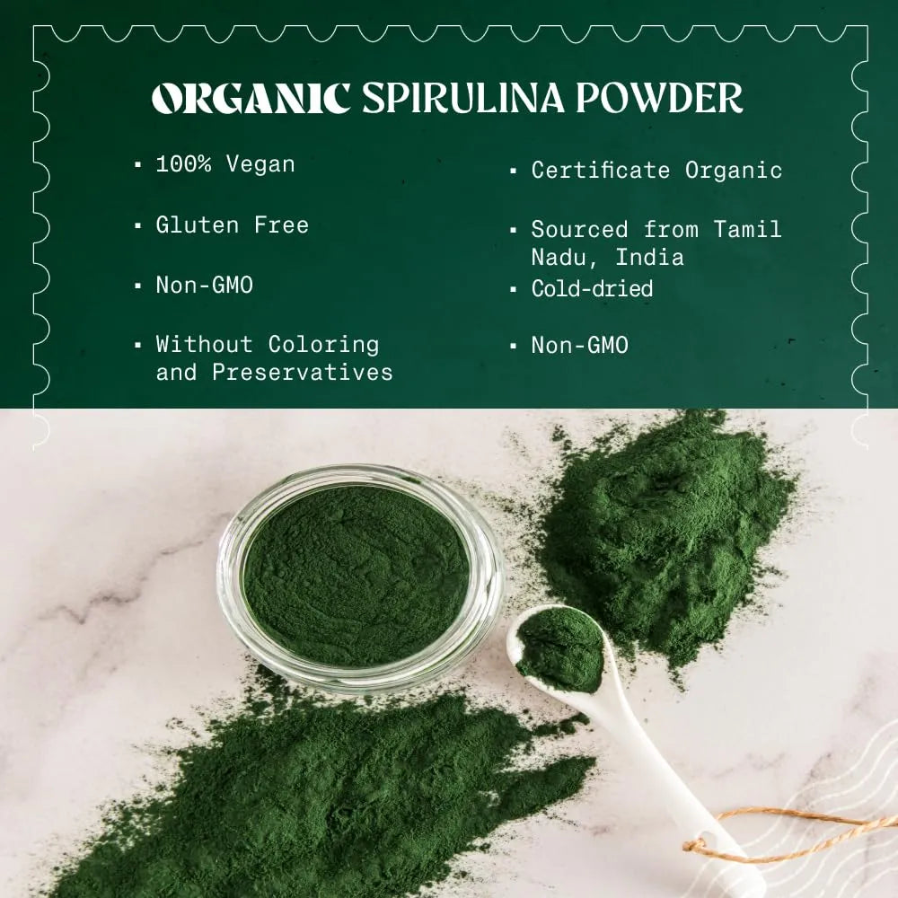 Polvo De Espirulina Orgánica 450g Natural Crudo Vegano Alto En Proteínas