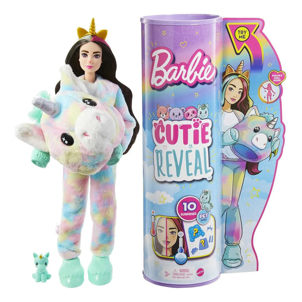 Barbie Muñeca Cutie Reveal Unicornio 10 Sorpresas Peluche Y Accesorios