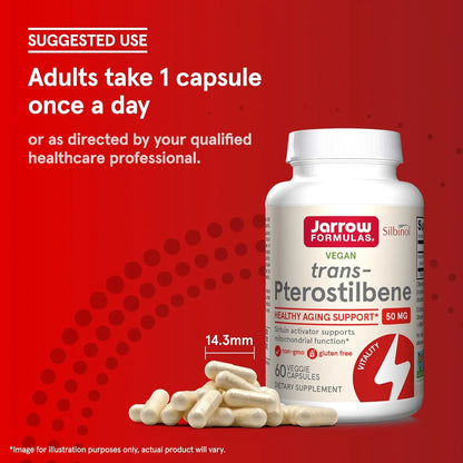 Pterostilbeno 50 Mg Jarrow Formulas Antioxidante Salud Cardiovascular 60 Capsulas