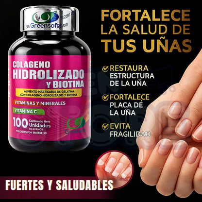Colágeno Hidrolizado Biotina Green Sofg Cápsulas Sin Sabor Salud Belleza - Imagen 7