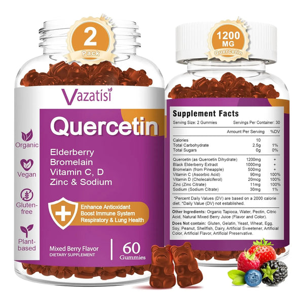 Gomitas Quercetina Vitamina C Zinc Saúco Soporte Inmunológico 120 Unidades