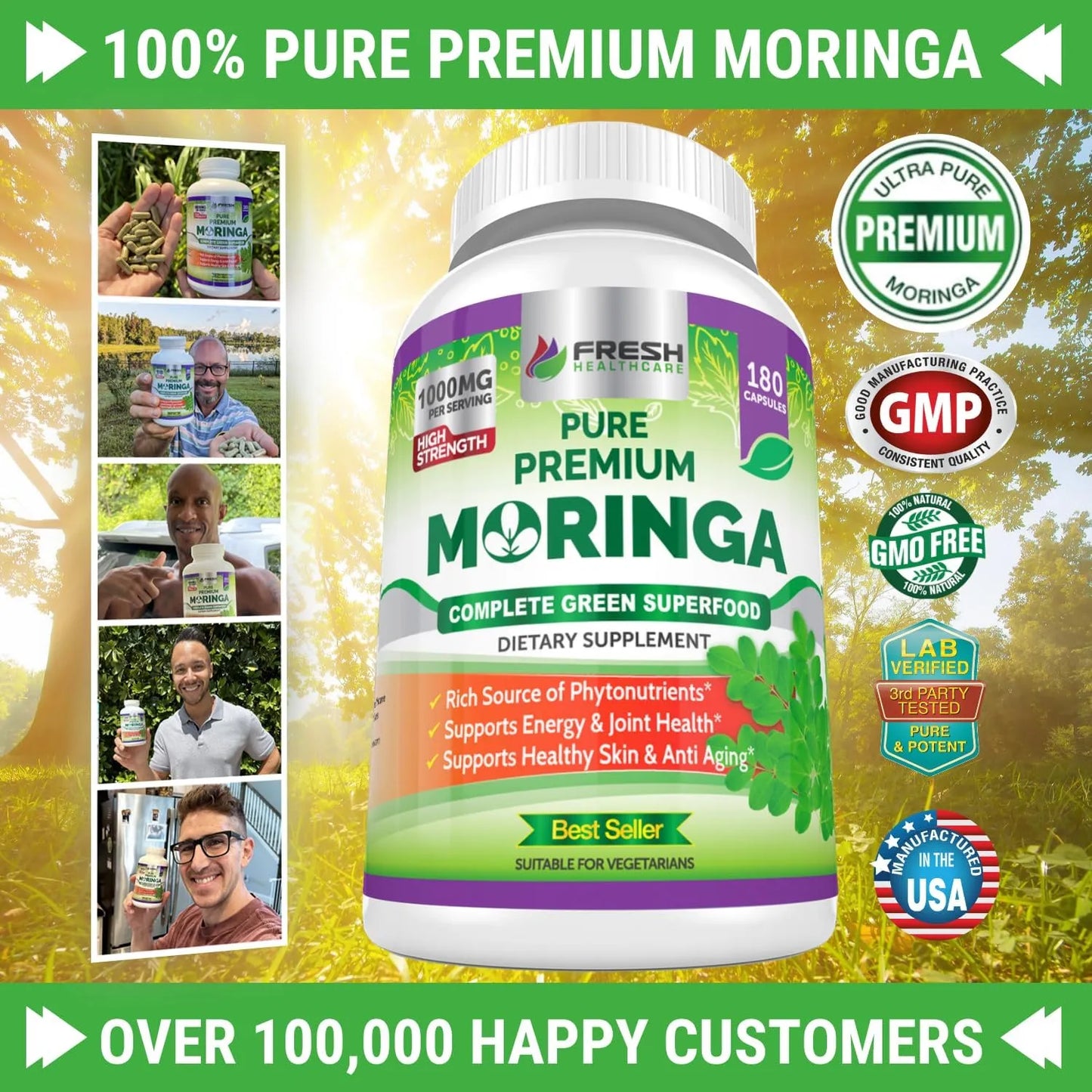 Moringa Organica En Polvo Fresh Healthcare 180 Capsulas Superalimento Premium