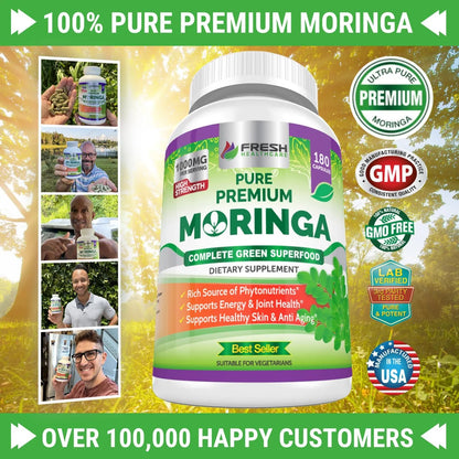Moringa Organica En Polvo Fresh Healthcare 180 Capsulas Superalimento Premium