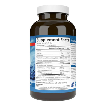 Aceite De Higado De Bacalao Super 1000 Mg Carlson 250 Capsulas Omega 3 Y Vitamina D3