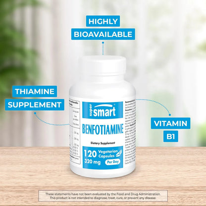 Benfotiamina 320 Mg Suplemento Vitamina B1 Alta Potencia 120 Cápsulas Vegetarianas