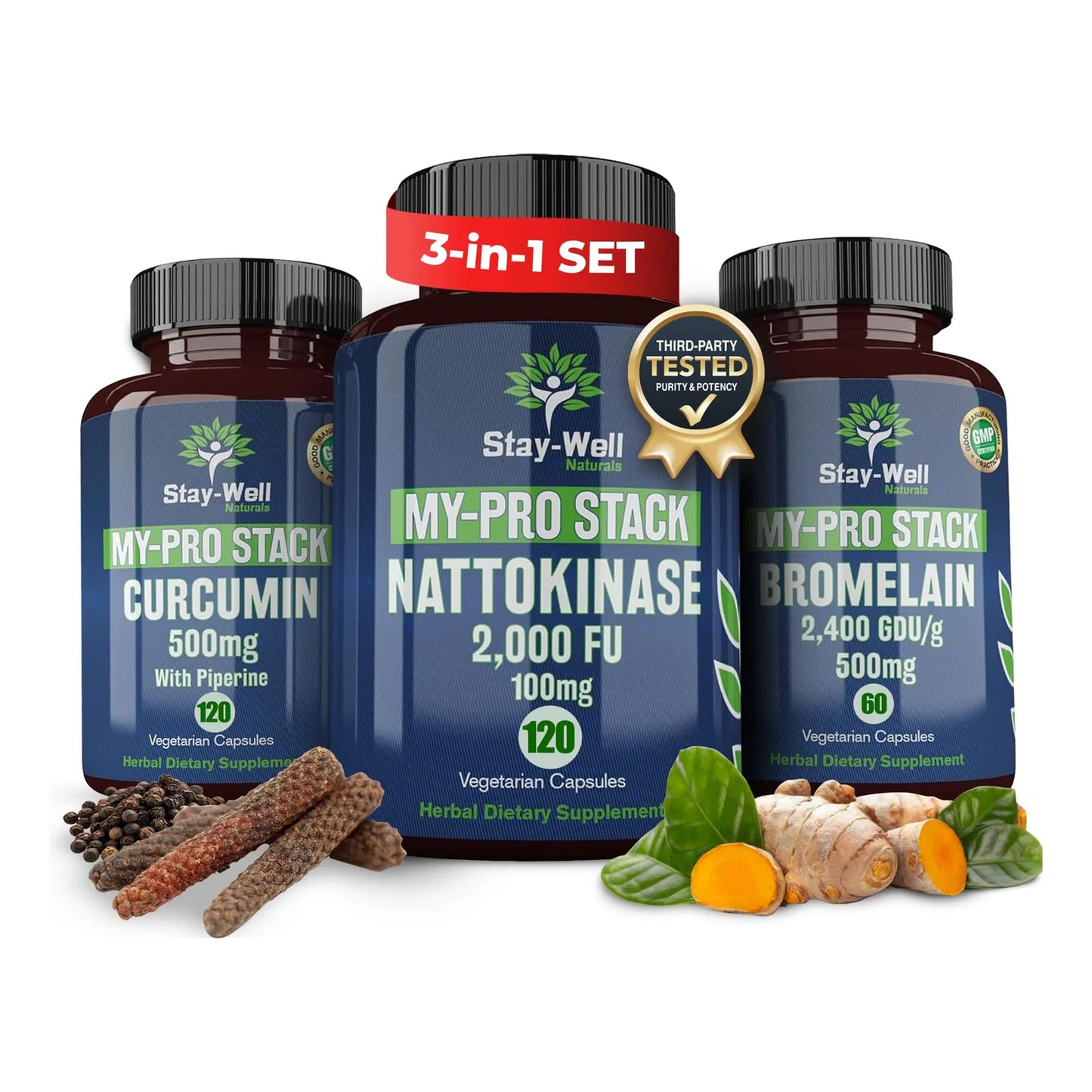 Suplemento Nattoquinasa 2000 Fu Bromelina 500 Mg Curcumina 500 Mg Protocolo Completo 60 Dias