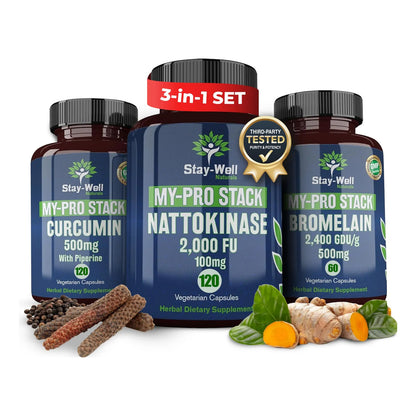 Suplemento Nattoquinasa 2000 Fu Bromelina 500 Mg Curcumina 500 Mg Protocolo Completo 60 Dias