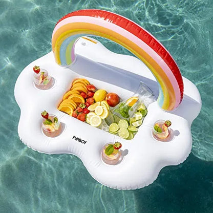 Soporte De Bebida Flotante Inflable Funboy Nube Arcoiris Para Piscina Y Playa