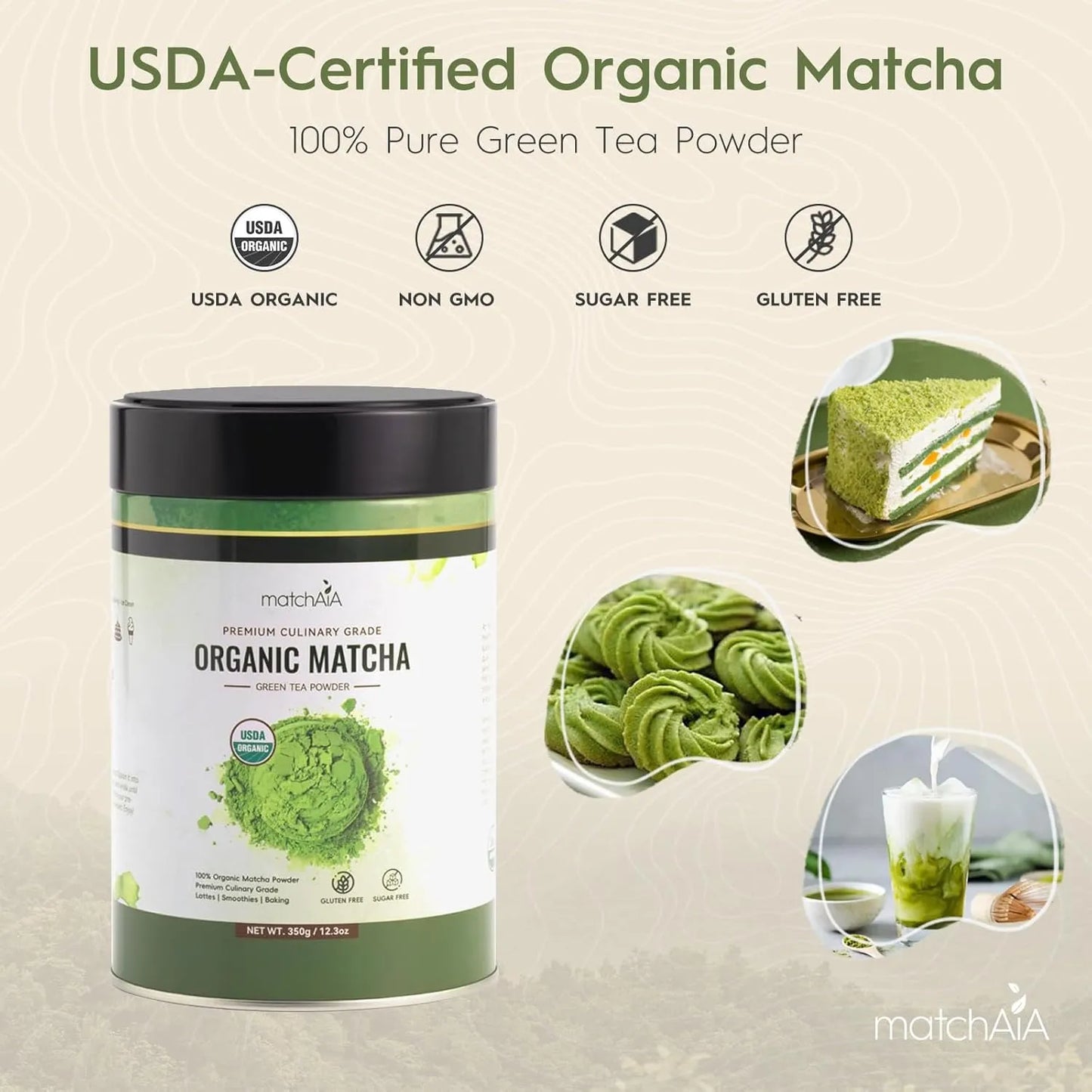 Matcha Orgánico Premium Grado Culinario 350g Té Verde Puro Energía Natural