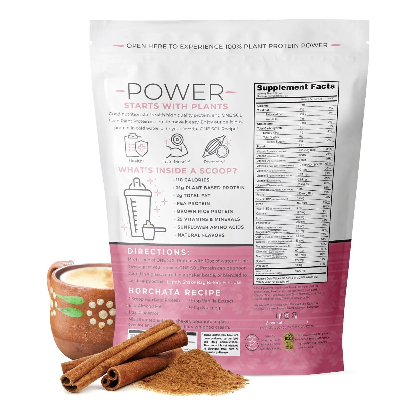 Horchata De Proteína Vegetal En Polvo Bajo En Carbohidratos Sin Gluten