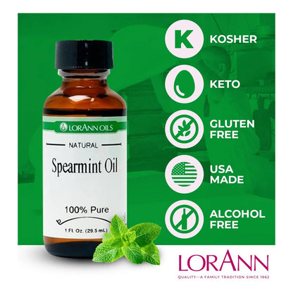 Aceite Esencial De Menta Verde Natural LorAnn 4 Onzas Puro Y Super Concentrado Para Reposteria Y Aromaterapia