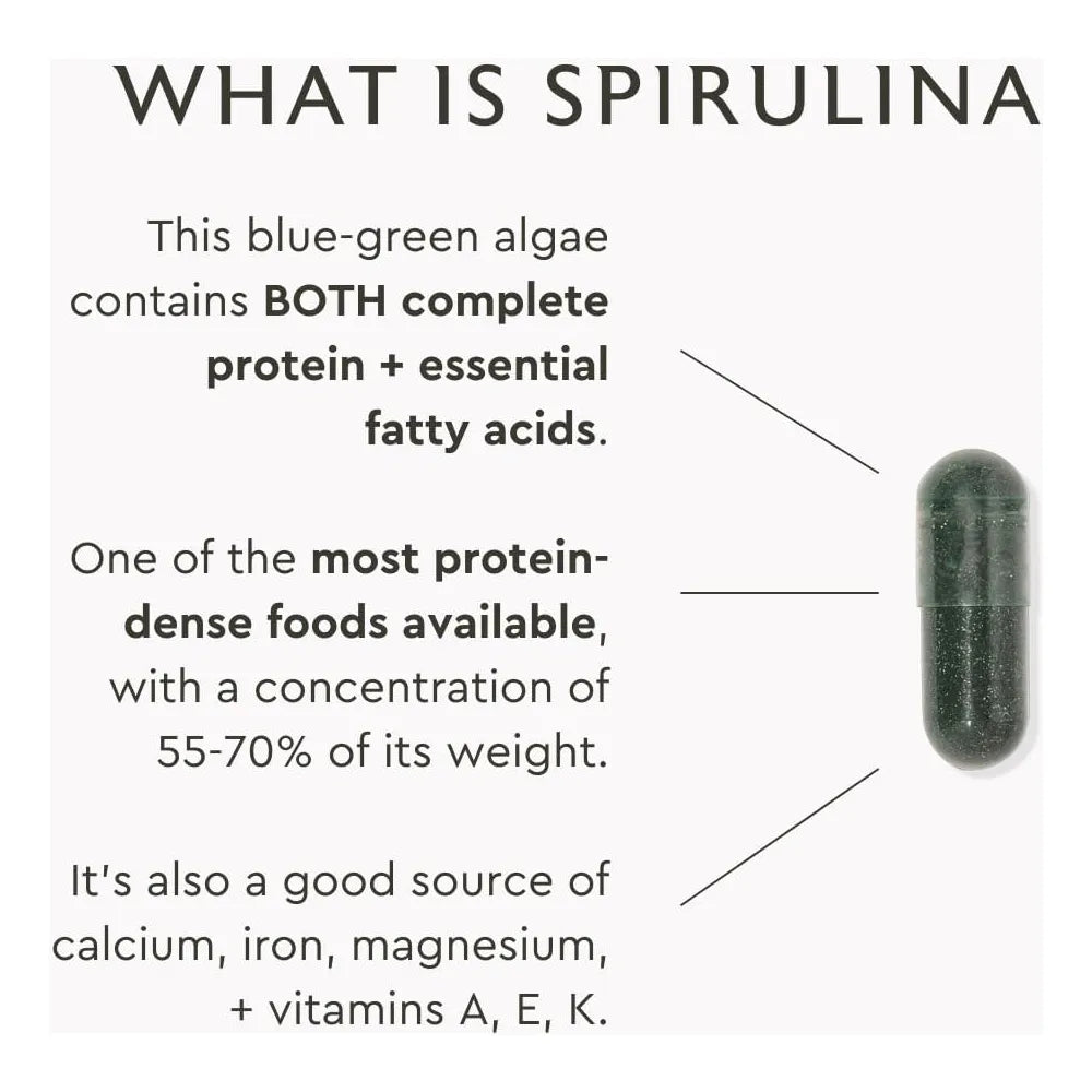 Capsulas De Espirulina Pura 500 Mg 90 Unidades Energia Natural Vegano Sin Omg