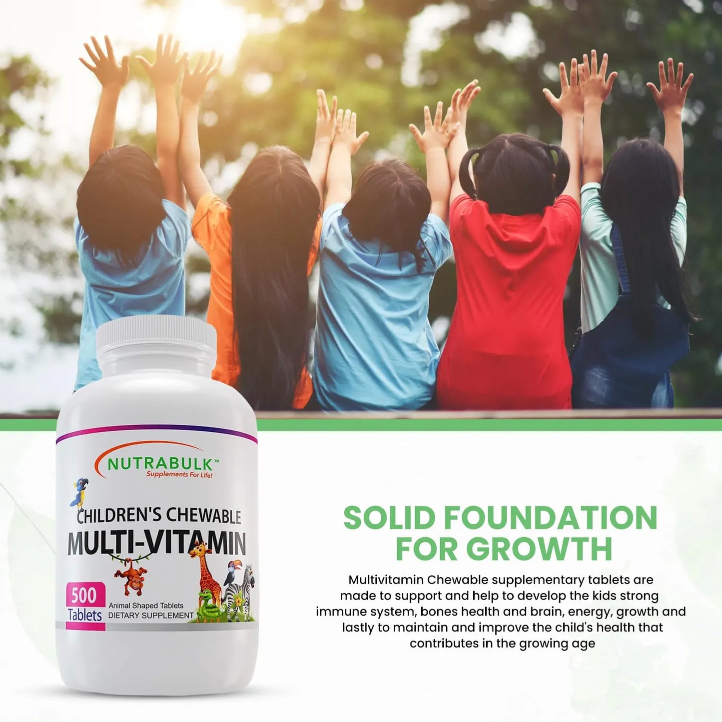 Multivitaminas Masticables Infantiles Con Vitaminas A C D3 E B12 Zinc Sabor Frutas