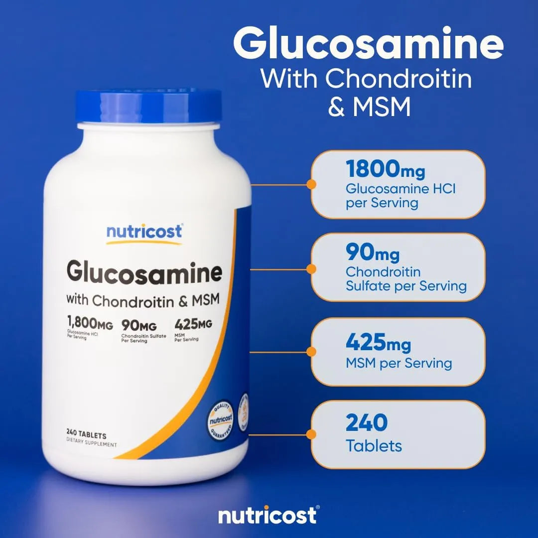 Glucosamina 1800 Mg Con Condroitina Y Msm 240 Tabletas Nutricost