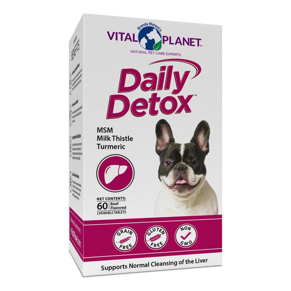 Desintoxicación Diaria Para Perros Con MSM Cardo Mariano Y Espirulina 60 Tabletas Masticables