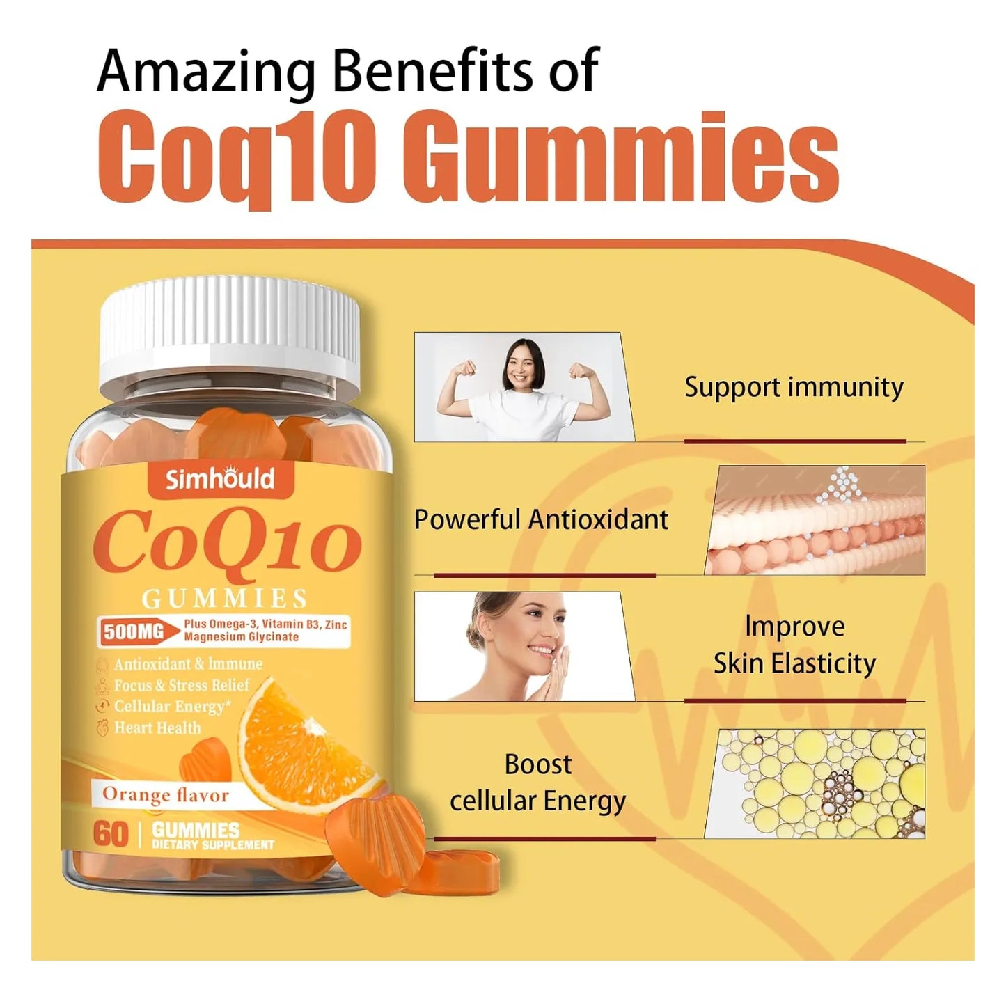 Gomitas CoQ10 500 Mg Con Omega 3 Magnesio Y Vitamina B3 Pack X 2