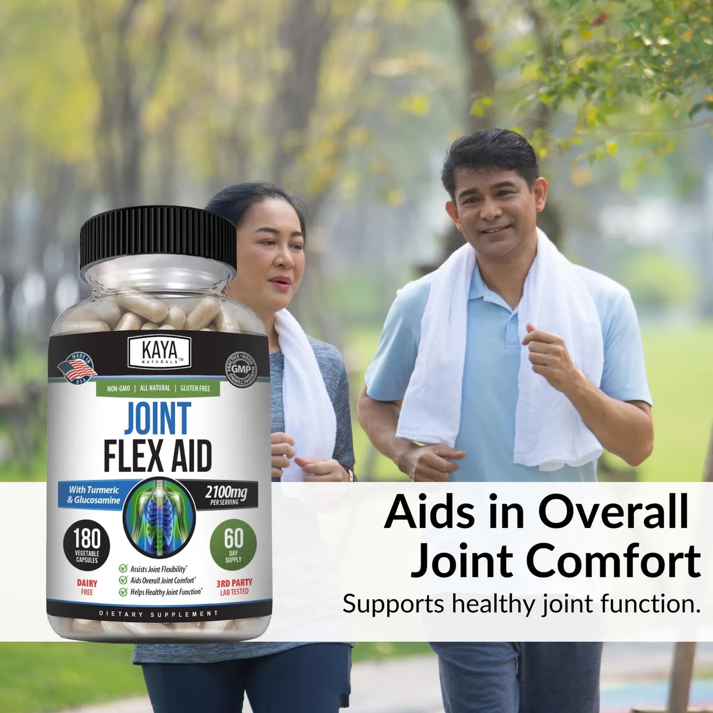 Kaya Naturals Joint Flex Aid Cápsulas De Cúrcuma Para Articulaciones 180 Unidades