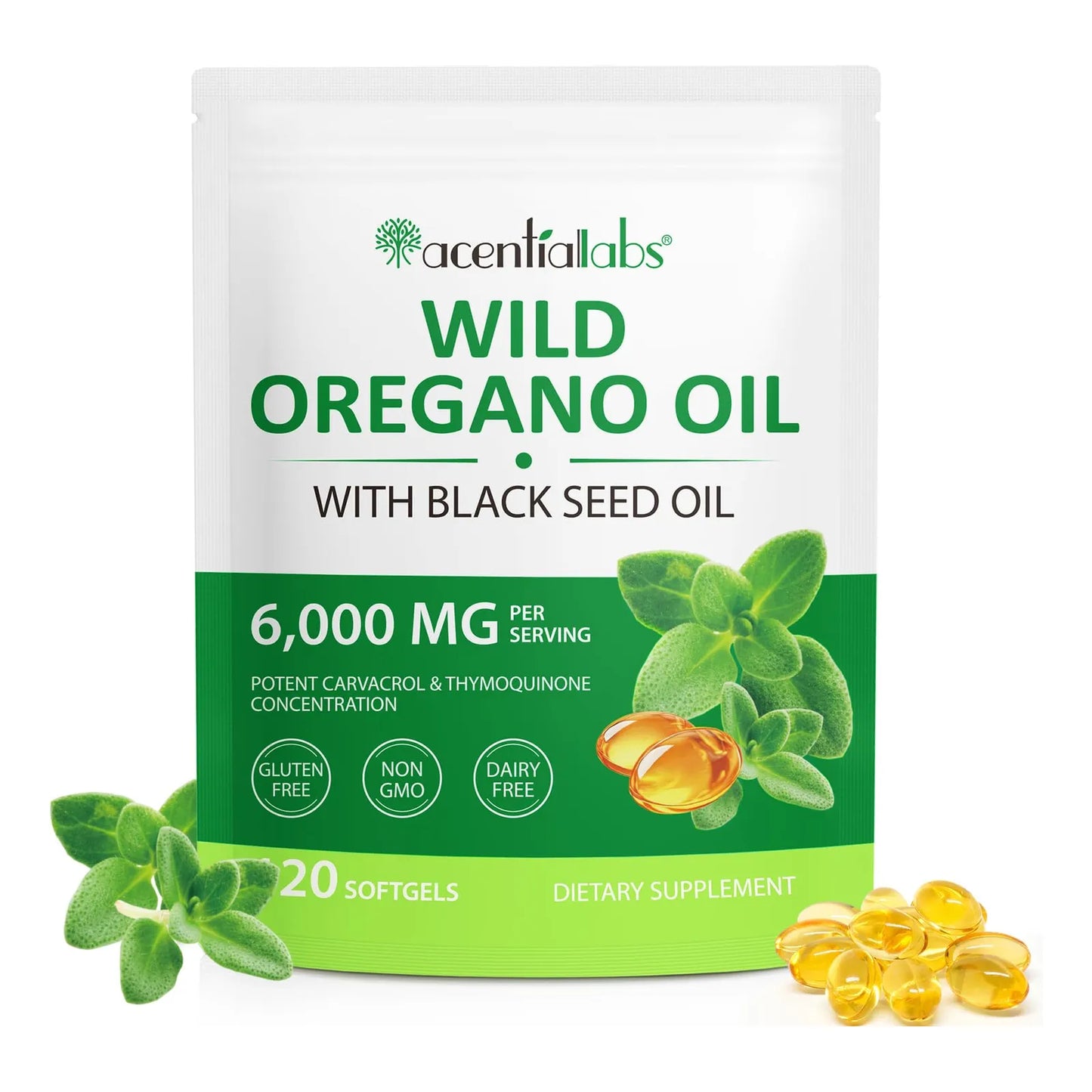 Aceite De Orégano Orgánico En Cápsulas Blandas 6000 Mg Con Aceite De Semilla Negra 120 Unidades